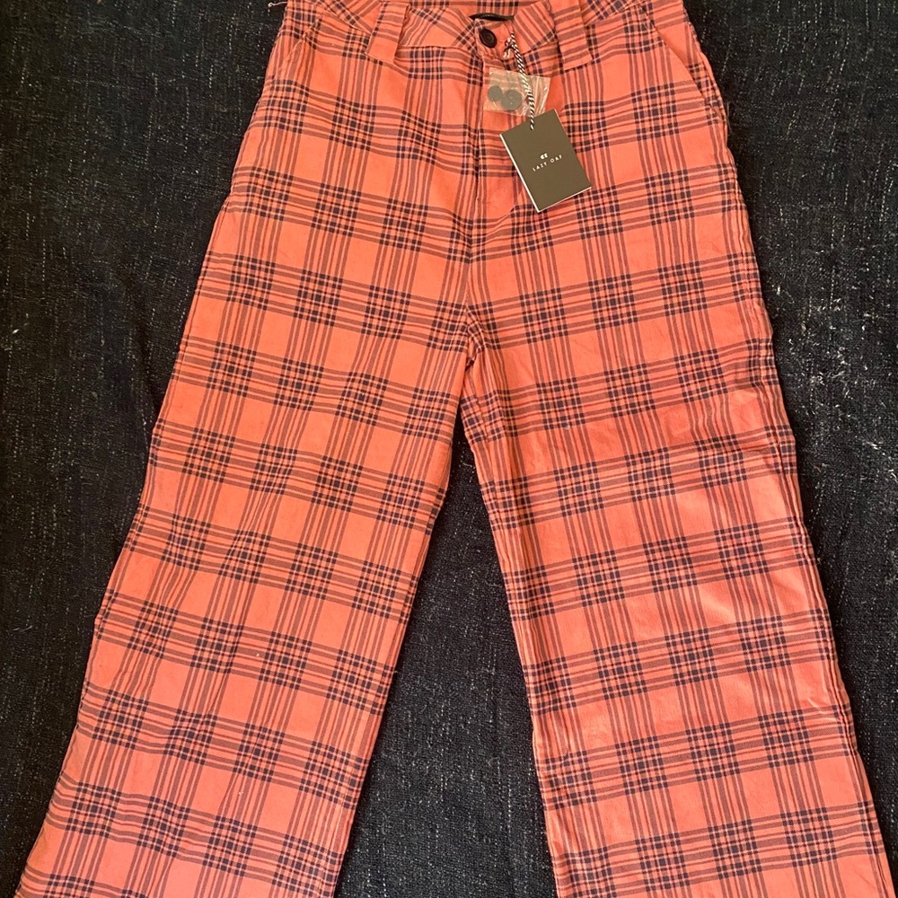 Lazy Oaf Pink Plaid Pants NWT
